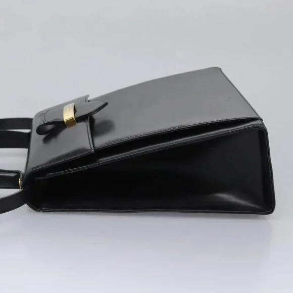 Salvatore Ferragamo Hand Bag Leather 2way Black Gold Auth 124649